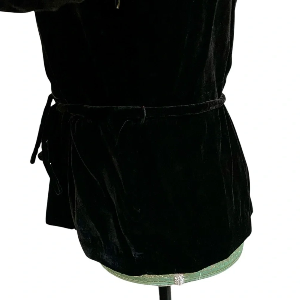 J.Crew Black Velvet Faux Wrap Tie Top Long Sleeve 6P NWT